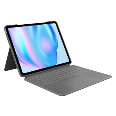 Image de Logitech Combo Touch pour iPad Air 13 Pouces (M2)(2024) Étui clavieret Stylet numérique Crayon (2024 et Versions ultérieures), Clavier Français AZERTY Gris