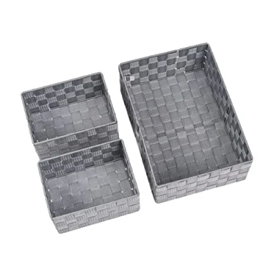 Image de WENKO Set de 3 paniers Bain Adria, Boîte Rangement Tendance, 2 Adria Format M, 1 L, en polypropylène Robuste, Couleur : Gris