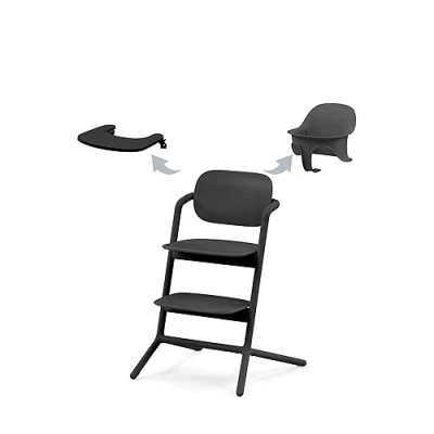 Image de CYBEX Gold LEMO Set Chaise Haute 3en1; Grandit avec l’enfant, 6 mois 99 ans: dès la naissance un Transat séparé; inclus : Baby et plateau repas; aluminium/plastique; Stunning Black