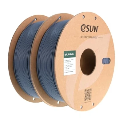 Image de eSUN Amélioré PLA Mat Filament 1.75mm, Imprimante 3D Matte, 1KG par Bobine,2 Bobines de d&#039;impression pour 3D, Gris Foncé+Gris Foncé