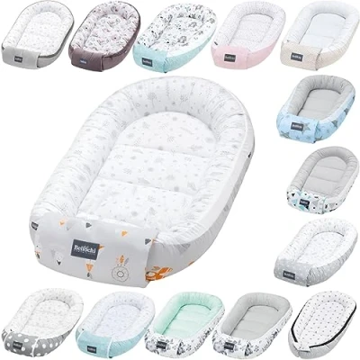 Image de Bellochi Baby Nest Pod de sommeil pour nouveau né 100% coton 90x60x12cm avec bords protection appanatschi