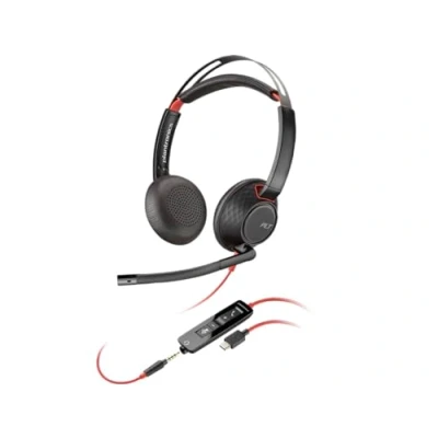 Image de Casque stéréo USB C Poly Blackwire 5220 Plus connecteur 3,5 mm Adaptateur C/A