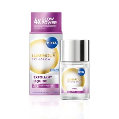 Image de NIVEA Luminous 630 Liquid Refiner Skin Glow Soin Visage Anti Taches Exfolie En Douceur &amp; Affine Les Pores 4% BHA, 1% PHA Aloe Vera Tous Types De Peaux 15 ml