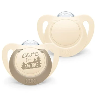 Image de NUK 10175295 Nature Lot de 2 tétines pour bébé 0 à 6 mois en silicone durable fabriquées partir matières premières 100% naturelles Crème