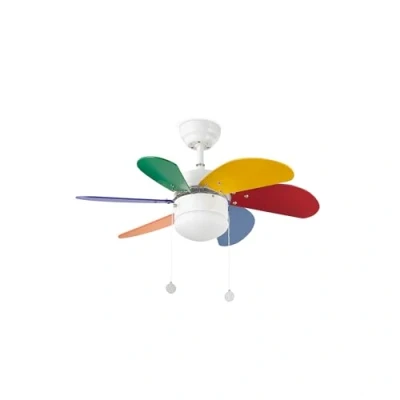Image de Ventilateur de plafond FARO Palao multicolore 6 pales 3 vitesses lampe intégrée