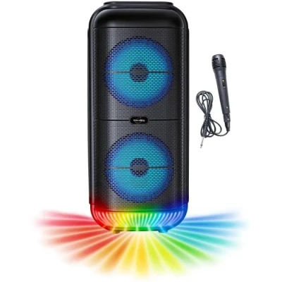 Image de Enceinte Karaoké lumineuse INOVALLEY KA22 BTH Bluetooth V5.0 49 cm 500 W Noir Neuf