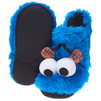 Image de Krümelmonster Chaussons 3D en peluche Tailles 31 à 44, bleu, 37/38 EU