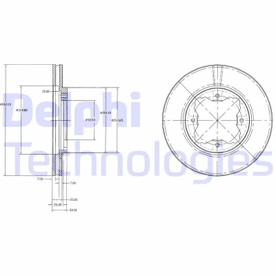 Image de DELPHI BG2798 Disque de frein 260 23 4 ventilé huilé non traité sans roulement roue, bague ABS HONDA: CIVIC 6 Hatchback, ACCORD