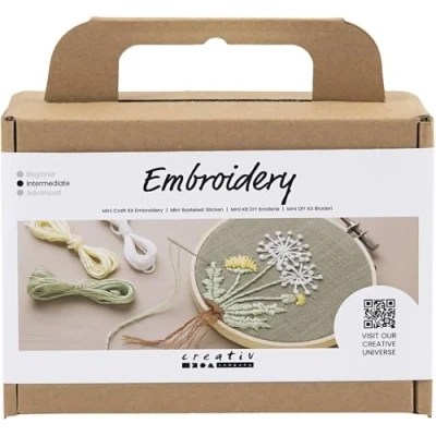 Image de Mini Kit DIY Broderie Creativ Company Cadre à broder Motifs floraux Fils de coton