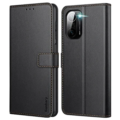 Image de Ganbary Coque pour Xiaomi Poco F3 / Mi 11i 5G, [Housse en Cuir PU Premium] [Etui à Rabat] [Pochette de Portefeuille], Étui Protection 5G Noir