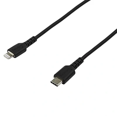 Image de StarTech.com Câble USB C vers Lightning Noir Robuste 2m de Charge/Synchronistation Type Fibre Aramide iPad/iPhone 12 Certifié Apple MFi Neuf