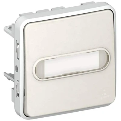 Image de Legrand 069633 Poussoir Étanche No Lumineux avec Porte Étiquette Plexo Composable IP55, 10A, Blanc