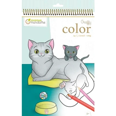 Image de Avenue Mandarine GY105C Carnet de coloriage Graffy Color 24 Pages 120g À partir 3 ans Maman/Bébé Animaux familiers
