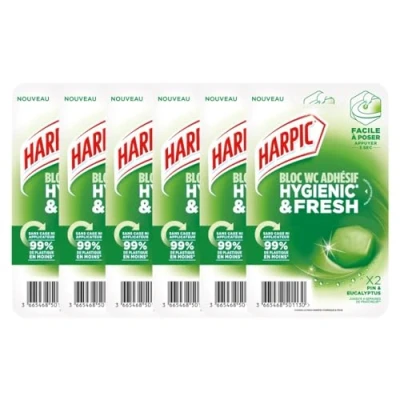 Image de Harpic Lot de 6x2 Blocs WC adhésif Hygienic &amp; Fresh Pin Eucalyptus