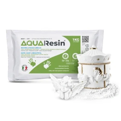Image de Aqua Resin Résine minérale en Poudre Blanche 100% Non Toxique et sûre à mélanger avec de l&#039;eau, colorable idéale Utiliser dans Les moules (1 kg)