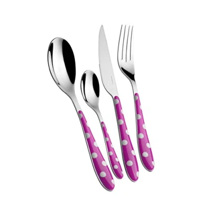 Image de BUGATTI PSFU 014F50 Pois Ménagère de 24 Pièces Service Table SAN/Acier Fuchsia 22 x 8 30 cm