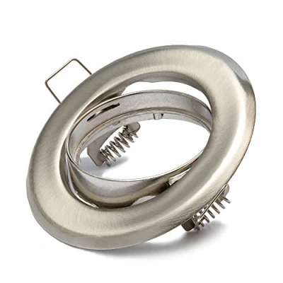 Image de Lu Mi Spot encastrable GU10 Set 1 Pièce Cadre De Montage En Acier Inoxydable Brossé Optique Avec Douille Pour Lampes A LED Ou Halogènes, Orientable 30, Rond
