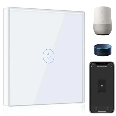 Image de BSEED Interrupteur Connecté WiFi,Blanc Va et Vient sans Fil avec Écran Tactile,1 Gang 2 Voie Tactile Mural WiFi,Compatible Alexa Google Home(Ligne Neutre Requis)