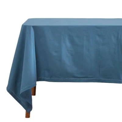 Image de HOMESCAPES Nappe de Table carrée, Linge en Coton uni Bleu foncé 137 x cm