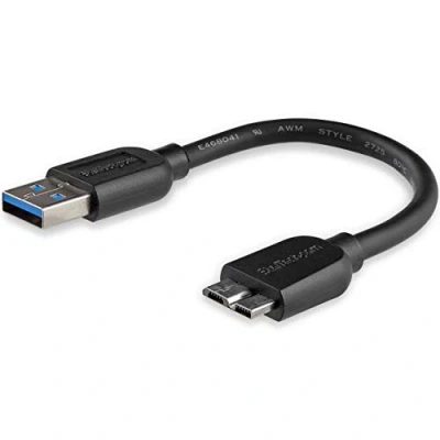 Image de StarTech.com Câble SuperSpeed USB 3.0 (5Gbps) slim A vers Micro B de 15 cm Mâle / Noir (USB3AUB15CMS)