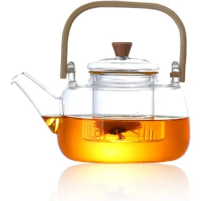 Image de théière en verre, bouilloire verre avec infuseur, pour thé et café, borosilicate vrac (1000 ml)