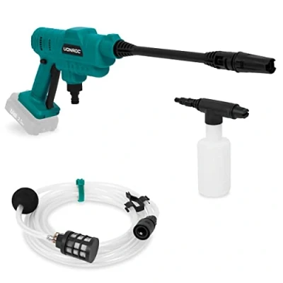 Image de VONROC Nettoyeur haute pression Sans fil compact 20V 24 bars 198 l/h Tuyau d&#039;aspiration de 5m, bouteille à détergent et buse réglable batterie, ni chargeur rapide