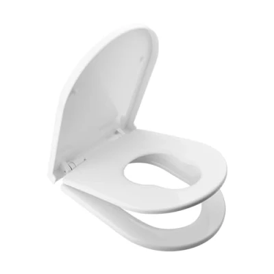 Image de Ibergrif M41001 2, Abattant WC Forme D avec Siège Enfant, Cuvette Toilette Frein de Chute, Lunette Fermeture en Douceur, Universelle, Blanc