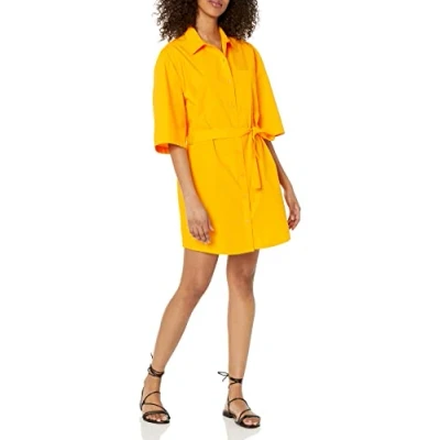 Image de The Drop Dakota Belted Mini Shirt Dress Chemise habillée, Mangue, 5XL Grande Taille