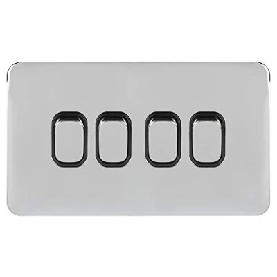 Image de Schneider Electric GGBL1042BPC Lisse Lot de 5 interrupteurs 4 voies 2 10 AX Chrome poli Intérieur Noir