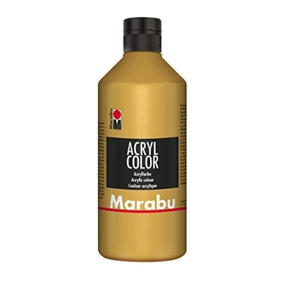 Image de Marabu 12010075084 Acryl Color gold 500 ml Peinture acrylique crémeuse à base d&#039;eau Séchage rapide Résistant la lumière Imperméable À appliquer avec un pinceau et une éponge sur toile,