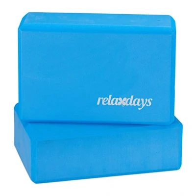 Image de Relaxdays Set 2X Bloc Brique Exercice Pratique Yoga Mousse Rigide Anti Dérapant HLP 8x23x15 cm, Bleu 8 x 23 15 cm