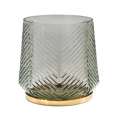 Image de Ivyline Bougeoir en Relief d&#039;orme Gris Clair Imperméable et élégant Support décoratif Verre texturé pour Bougie Chauffe Plat 15 x cm