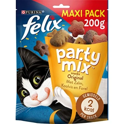 Image de FELIX Party Mix Grillade Adulte Friandises Pour Chat Poulet, Foie, Dinde Lot de 5 x 200 g