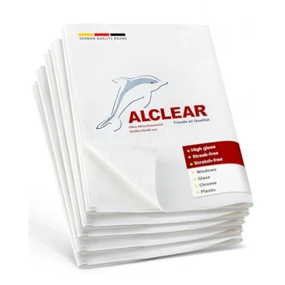 Image de ALCLEAR 950002_5 Lot de 5 Chiffons à fenêtres en Microfibre Blanc 60 x 45 cm