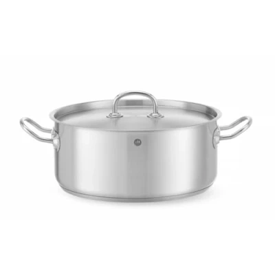 Image de HENDI Marmite, basse, couvercle avec trous de vapeur, pot cuisson, casserole, braisière, faitout, convient à toutes les sources chaleur, lavable au lave vaisselle, 7.3L, ø280x(H)120mm, inox