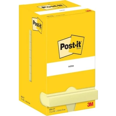 Image de Post it Notes, Jaune Canari, Pack de 12 Blocs, 100 Feuilles par Bloc, 76 mm x mm, Pastel Notes Autocollantes pour Prise Listes Tâches et Rappels