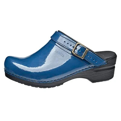 Image de Sanita Freya Sabots Ouvert Produit Original Fabriqué à la Main pour Femme Assise Plantaire de Forme Anatomique avec Mousse Souple Bride Talon réglable Bleu 37 EU