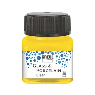 Image de Kreul 16202 Glass Clear Jaune Soleil, en Pot de 20 ML, Peinture Transparente Porcelaine, à Base d&#039;eau, séchage Rapide, Claire comme du Verre, 640798, Sunny Yellow