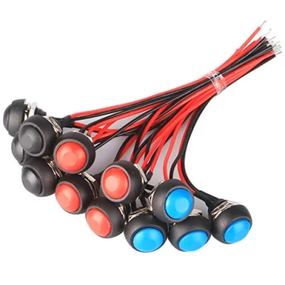 Image de GTIWUNG 12 Pièces 12mm Précâblé Boutons Poussoir de Réinitialisation, Lockless Momentané Bouton On Off,Push Button Switch, Mini Interrupteur, 3 couleurs, 4 chaque
