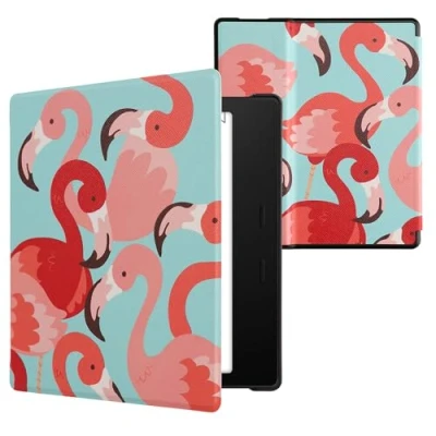 Image de kwmobile Étui Compatible avec Amazon Kindle Oasis 10. Generation Coque à Rabat magnétique Tablette eReader Similicuir Fuchsia Rose Clair Rouge