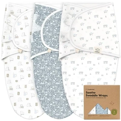 Image de KeaBabies Sacs de Sommeil Bio pour bébé 3 Paquets Langes Nouveau né 0 Mois Sac Ergonomique Lange Couchage (Excavation)