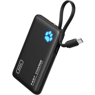 Image de INIU Batterie Externe, 20W PD 10000mAh Power Bank avec USB C Câbles Intégrés, Portable in&amp;Out PD3.0 QC4.0 Charge Rapide Powerbank pour iPhone 16 15 14 13 12 Pro Max Mini Samsung etc