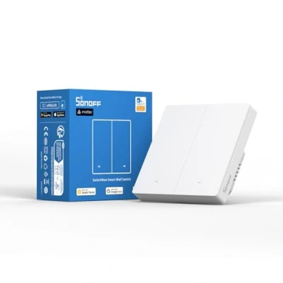 Image de SONOFF M5 2C 86W (Matter) Interrupteur Sans Fil, 86 Type Mural Wifi, 2 Gang Intelligent Compatible avec Alexa/Google Home/Apple Home, Fil Neutre Requis, Clés Physiques, Blanc