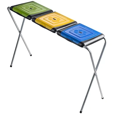 Image de KADAX Porte Sacs Poubelle pour Intérieur et Extérieur, Support Pratique Efficace les de Recyclage (Triple: Vert, Jaune, Bleu)