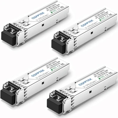 Image de 4Pack 1000Base SX Transceiver Gigabit Multimode SFP to LC Module, MMF 850nm,550m,DOM, Mini GBIC for Cisco GLC MMD, Meraki MA 1GB SX, Mikrotik, Supermicro, Ubiquiti, Netgear