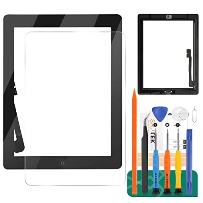 Image de Écran tactile de rechange pour iPad 3 3ème génération A1416 A1403 A1430 avec verre trempé + outils bouton Home (écran LCD non inclus) (Noir)