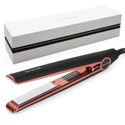 Image de Corioliss C1 Fer à Lisser pour femmes Titanium de plaques et curling cheveux fins professionnel avec contrôle la température (Black Soft Touch Copper)