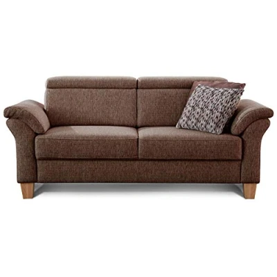 Image de CAVADORE Ammerland Canapé 3 Places, Polyester, Tissu structuré Marron, Taille Unique