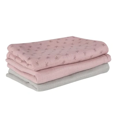 Image de roba Set de 3 Couches Lavables en Coton Bio &quot;Lil Planet&quot; Réutilisables 80 x cm Certifié Oekotex et Gots Rose/Gris