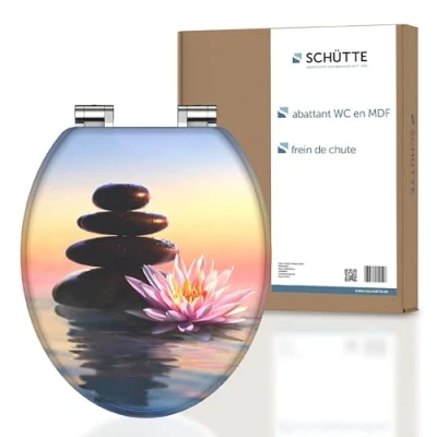 Image de Siège de WC SCHÜTTE SUNSET avec abaissement automatique en bois toilettes Couvercle motif (charge maximale la lunette 175 kg) Coloré